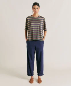 Donne Momonì Pantaloni E Shorts-Pantaloni Idaho In Popeline - Blu