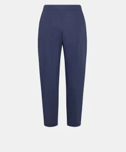 Donne Momonì Pantaloni E Shorts-Pantaloni Idaho In Popeline - Blu