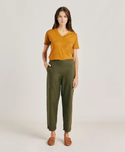 Donne Momonì Pantaloni E Shorts-Pantaloni Idaho In Popeline - Army