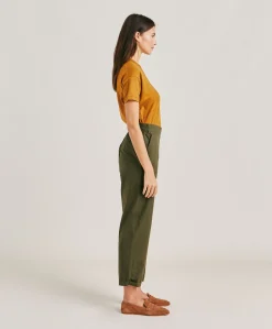 Donne Momonì Pantaloni E Shorts-Pantaloni Idaho In Popeline - Army
