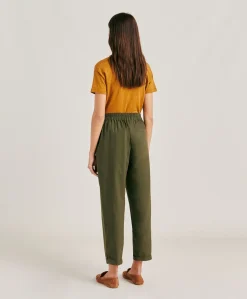 Donne Momonì Pantaloni E Shorts-Pantaloni Idaho In Popeline - Army