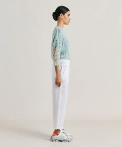 Donne Momonì Pantaloni E Shorts-Pantaloni Idaho In Popeline - Bianco Ottico