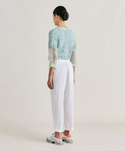 Donne Momonì Pantaloni E Shorts-Pantaloni Idaho In Popeline - Bianco Ottico