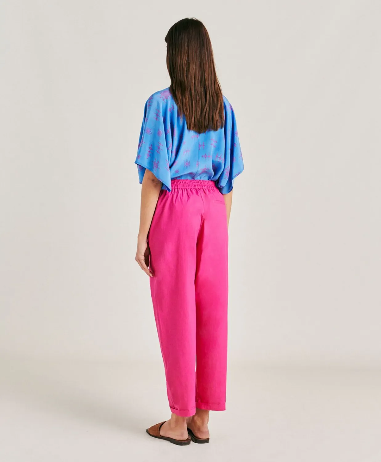Donne Momonì Pantaloni E Shorts-Pantaloni Idaho In Popeline - Fucsia