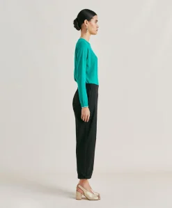 Donne Momonì Pantaloni E Shorts-Pantaloni Idaho In Popeline - Nero