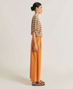 Donne Momonì Pantaloni E Shorts-Pantaloni Ilda In Lino Cotone - Papaya