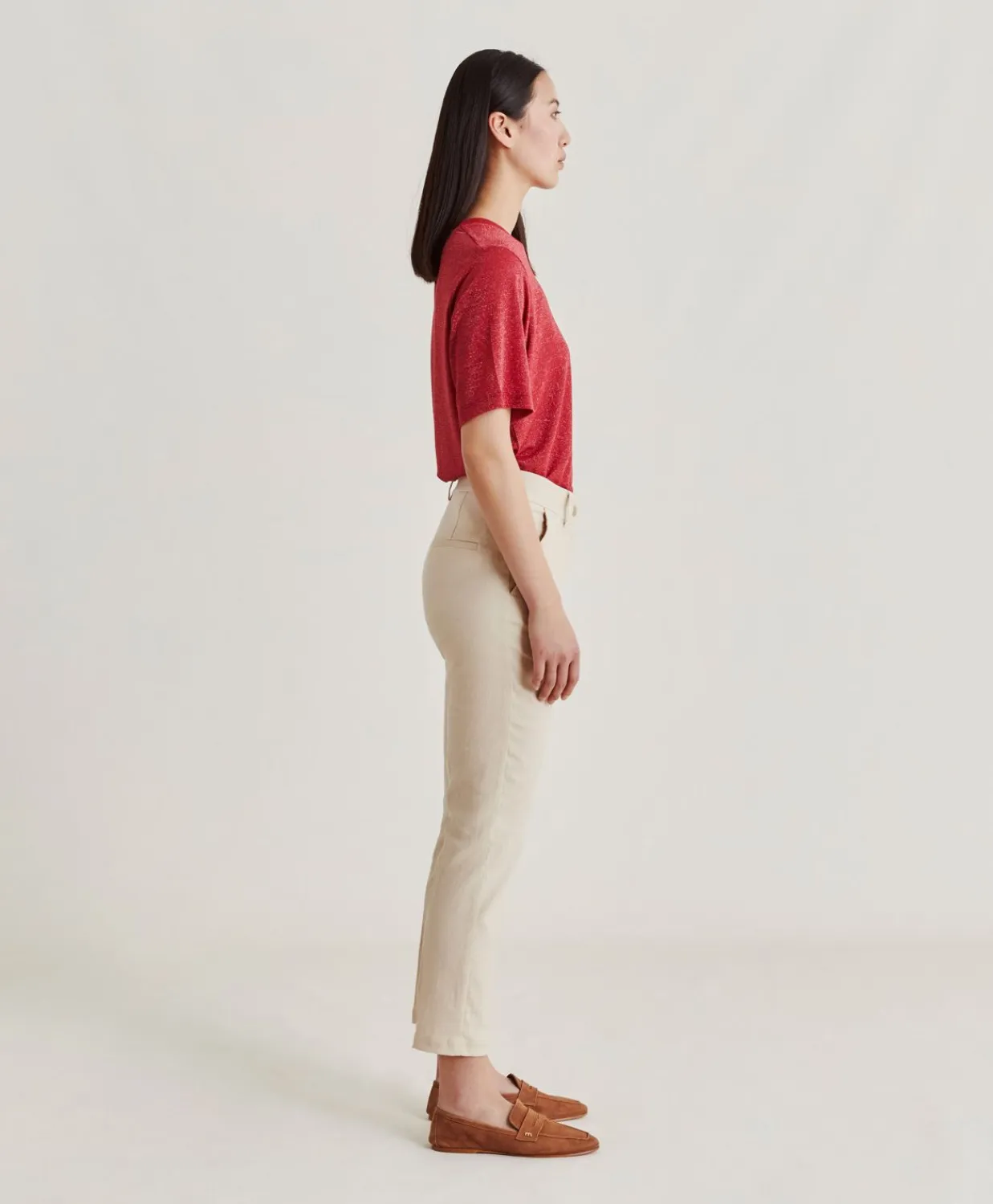 Donne Momonì Pantaloni E Shorts-Pantaloni Joy In Denim Leggero - Crema