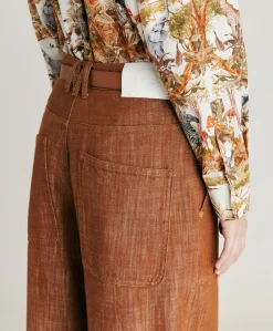 Donne Momonì Pantaloni E Shorts-Pantaloni Lora In Denim - Sigaro
