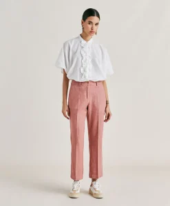 Donne Momonì Pantaloni E Shorts-Pantaloni Lora In Denim - Rosa Antico