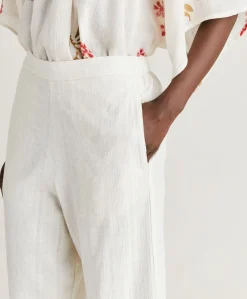 Donne Momonì Pantaloni E Shorts-Pantaloni Lucia In Garza - Panna