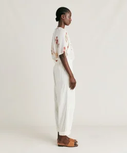 Donne Momonì Pantaloni E Shorts-Pantaloni Lucia In Garza - Panna