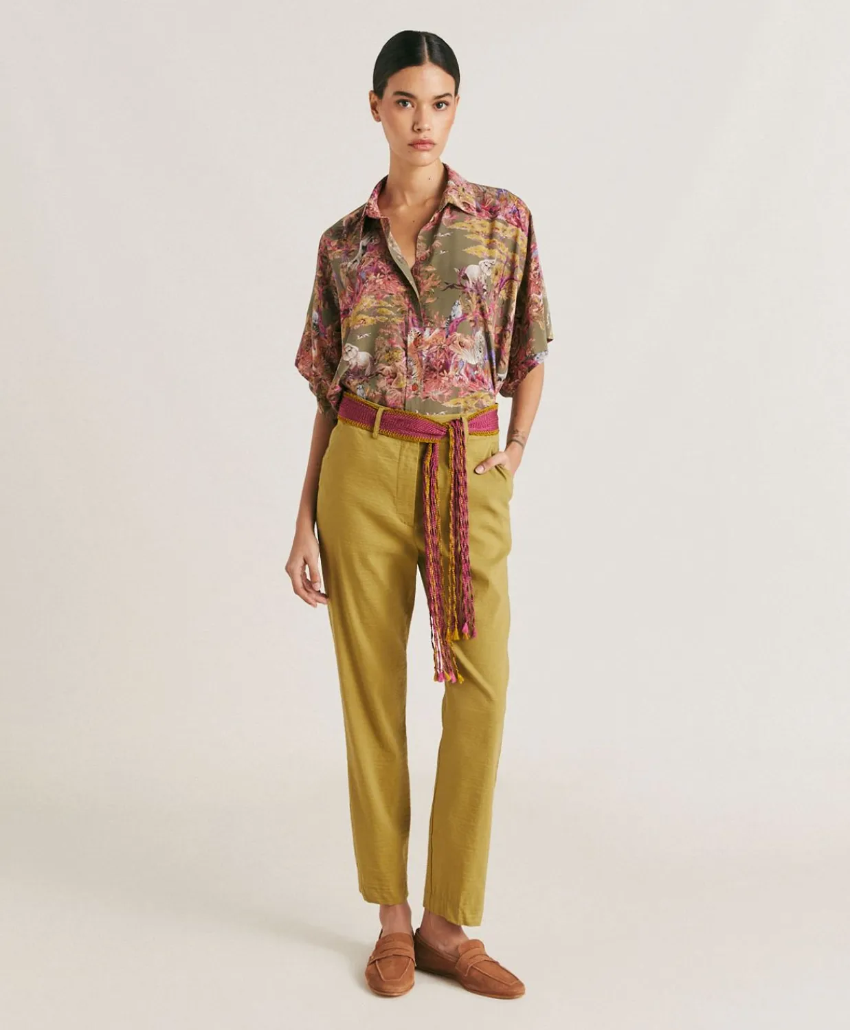 Donne Momonì Pantaloni E Shorts-Pantaloni Lyon In Lino Cotone - Avocado