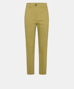 Donne Momonì Pantaloni E Shorts-Pantaloni Lyon In Lino Cotone - Avocado