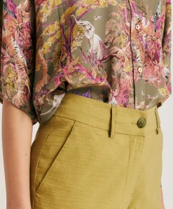 Donne Momonì Pantaloni E Shorts-Pantaloni Lyon In Lino Cotone - Avocado