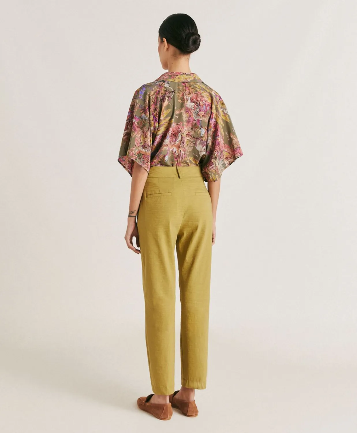 Donne Momonì Pantaloni E Shorts-Pantaloni Lyon In Lino Cotone - Avocado