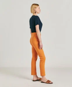 Donne Momonì Pantaloni E Shorts-Pantaloni Lyon In Lino Cotone - Papaya