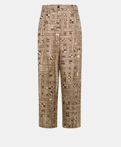 Donne Momonì Pantaloni E Shorts-Pantaloni Magnisi In Twill Di Seta - Beige/ Tabacco