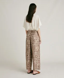 Donne Momonì Pantaloni E Shorts-Pantaloni Magnisi In Twill Di Seta - Beige/ Tabacco