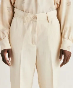 Donne Momonì Pantaloni E Shorts-Pantaloni Matthieu In Viscosa Lino Elegante - Crema