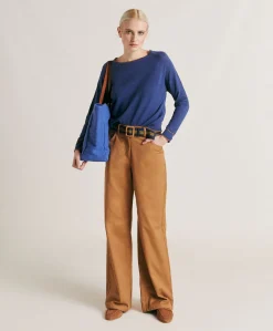 Donne Momonì Pantaloni E Shorts-Pantaloni Olivina In Gabardina - Caramello