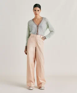 Donne Momonì Pantaloni E Shorts-Pantaloni Olivina In Gabardina - Bocciolo