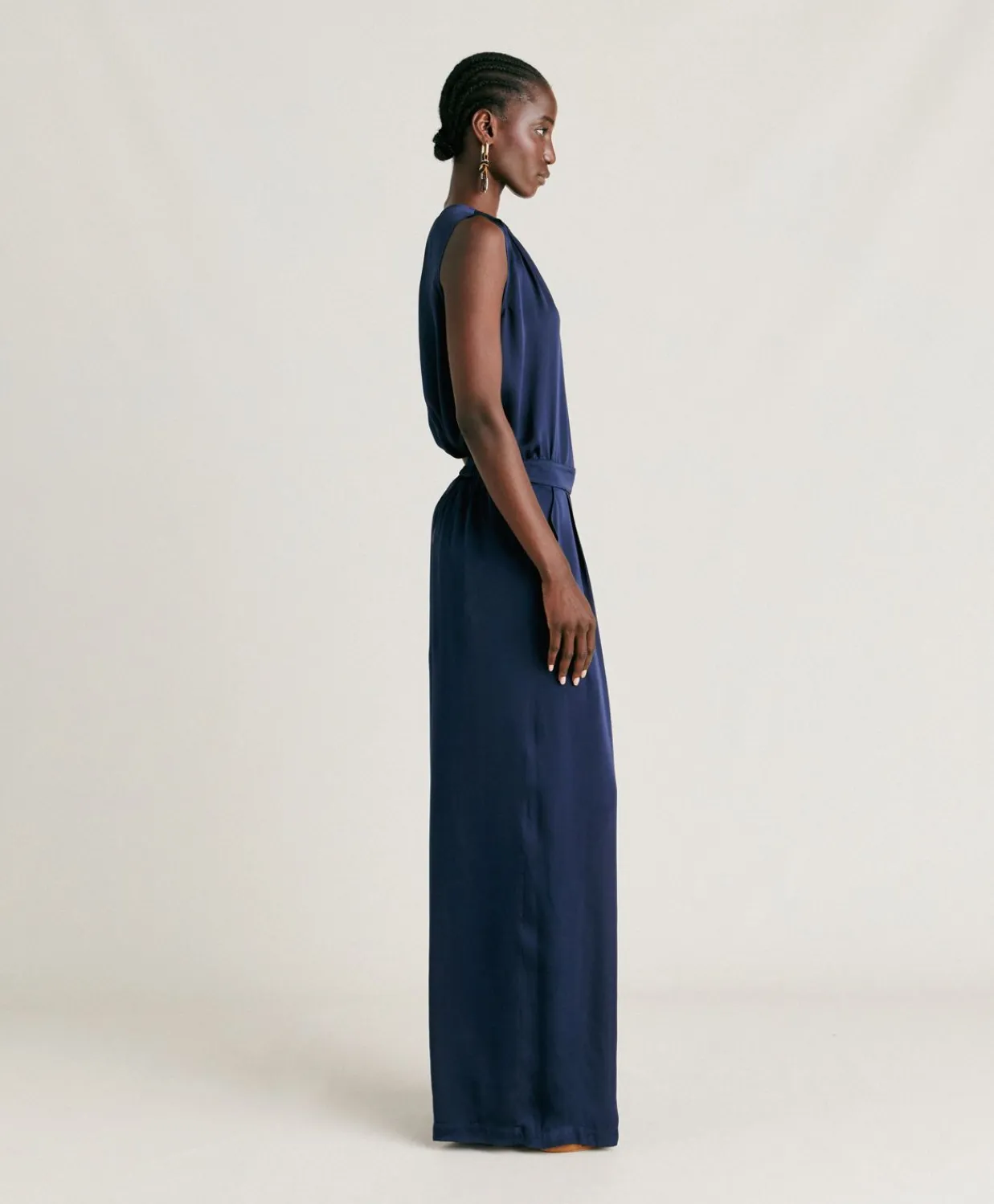 Donne Momonì Pantaloni E Shorts-Pantaloni Patrice Bis In Seta Unita - Blu Notte