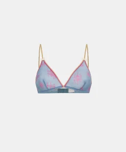 Donne Momonì Reggiseni-Reggiseno Amethist In Nylon Stampato - Bluette/Fucsia