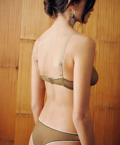 Donne Momonì Reggiseni-Reggiseno Amethist In Tulle - Oliva