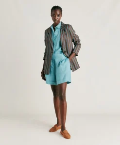Donne Momonì Gonne-Short Manbru' In Lino - Ceruleo