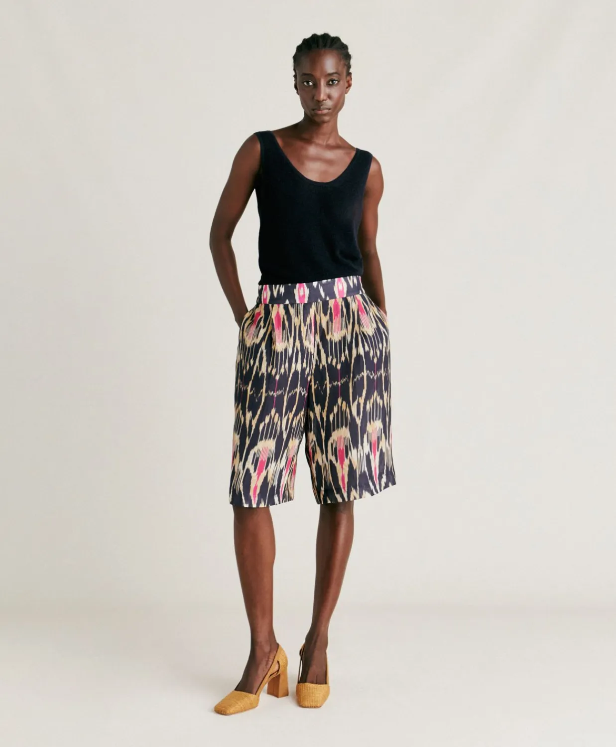 Donne Momonì Completi E Talleur-Short Nina In Viscosa Lino - Multicolor Blu
