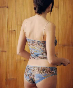 Donne Momonì Slip-Slip Amaca In Nylon Stampato - Ceruleo Multicolor