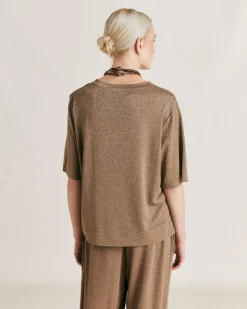 Donne Momonì T-Shirts E Top-Thirt Iora In Jersey Lurex - Fango