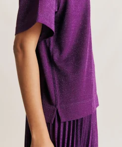 Donne Momonì T-Shirts E Top-Thirt Iora In Jersey Lurex - Ciclamino