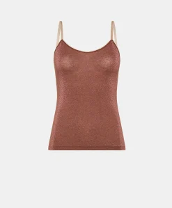 Donne Momonì Body E Tute-Top Airelle In Jersey Lurex - Terracotta