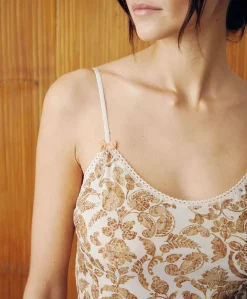 Donne Momonì Body E Tute-Top Airelle In Nylon Stampato - Panna / Multicolor