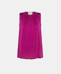 Donne Momonì T-Shirts E Top-Top Cris In Seta Unita - Ciclamino