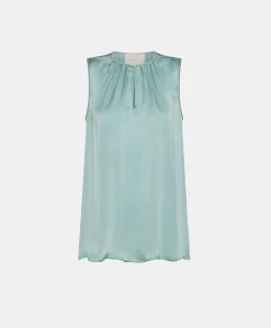 Donne Momonì T-Shirts E Top-Top Cris In Seta Unita - Ceruleo