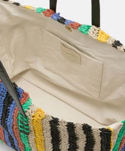 Donne Momonì Borse E Pochette-Tote Bag Ellis In Raffia A Righe - Multicolor