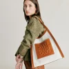 Donne Momonì Borse E Pochette-Tote Bag Geraldine In Pelle E Canvas - Beige