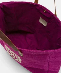 Donne Momonì Borse E Pochette-Tote Bag Paraguan In Canvas Con Ricamo - Ciclamino