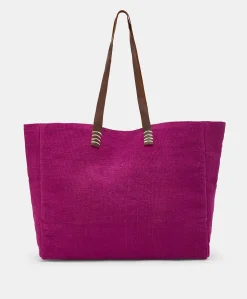 Donne Momonì Borse E Pochette-Tote Bag Paraguan In Canvas Con Ricamo - Ciclamino