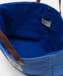 Donne Momonì Borse E Pochette-Tote Bag Paraguan In Canvas Con Ricamo - Bluette