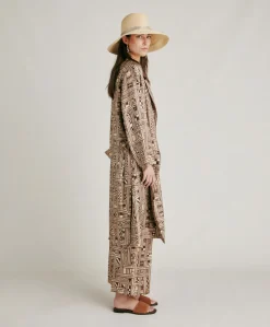 Donne Momonì Trench E Cappotti-Trench Bados In Twill Di Seta - Beige/ Tabacco