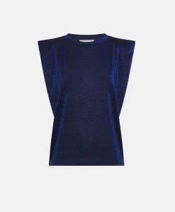 Donne Momonì T-Shirts E Top-Tshirt Enna In Jersey Lurex - Bluette