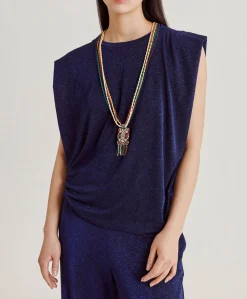 Donne Momonì T-Shirts E Top-Tshirt Enna In Jersey Lurex - Bluette