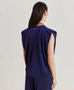 Donne Momonì T-Shirts E Top-Tshirt Enna In Jersey Lurex - Bluette