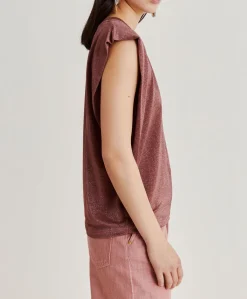 Donne Momonì T-Shirts E Top-Tshirt Enna In Jersey Lurex - Terracotta