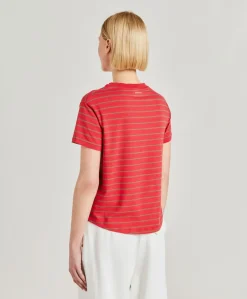 Donne Momonì T-Shirts E Top-Tshirt Lottie In Jersey A Righine - Rosso/Tabacco
