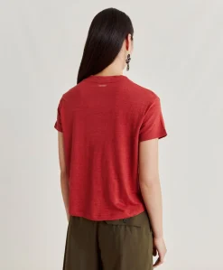 Donne Momonì T-Shirts E Top-Tshirt Lottie In Jersey Lino - Amaranto