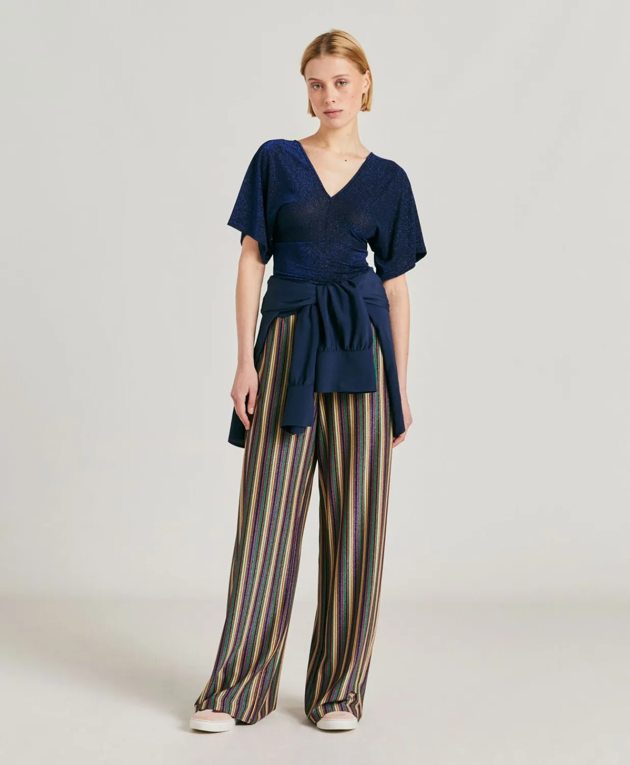 Donne Momonì T-Shirts E Top-Tshirt Milly In Jersey Lurex - Bluette